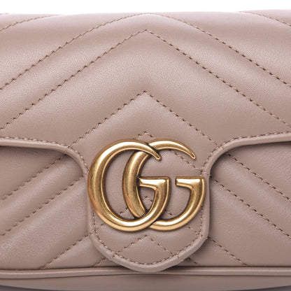 Gucci Calfskin Matelasse Super Mini GG Marmont Shoulder Bag Porcelain Rose 9 of 10