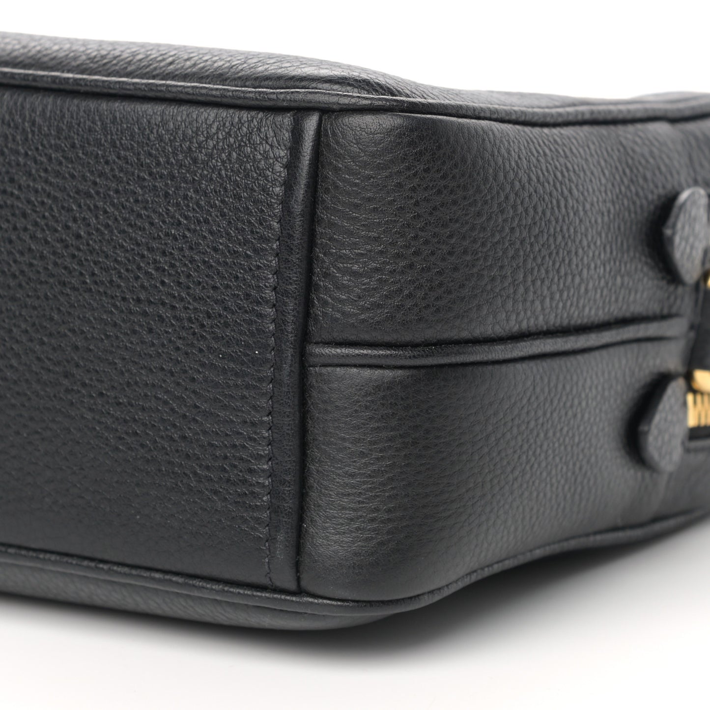 Vitello Daino Medium Double Zip Shoulder Bag Black