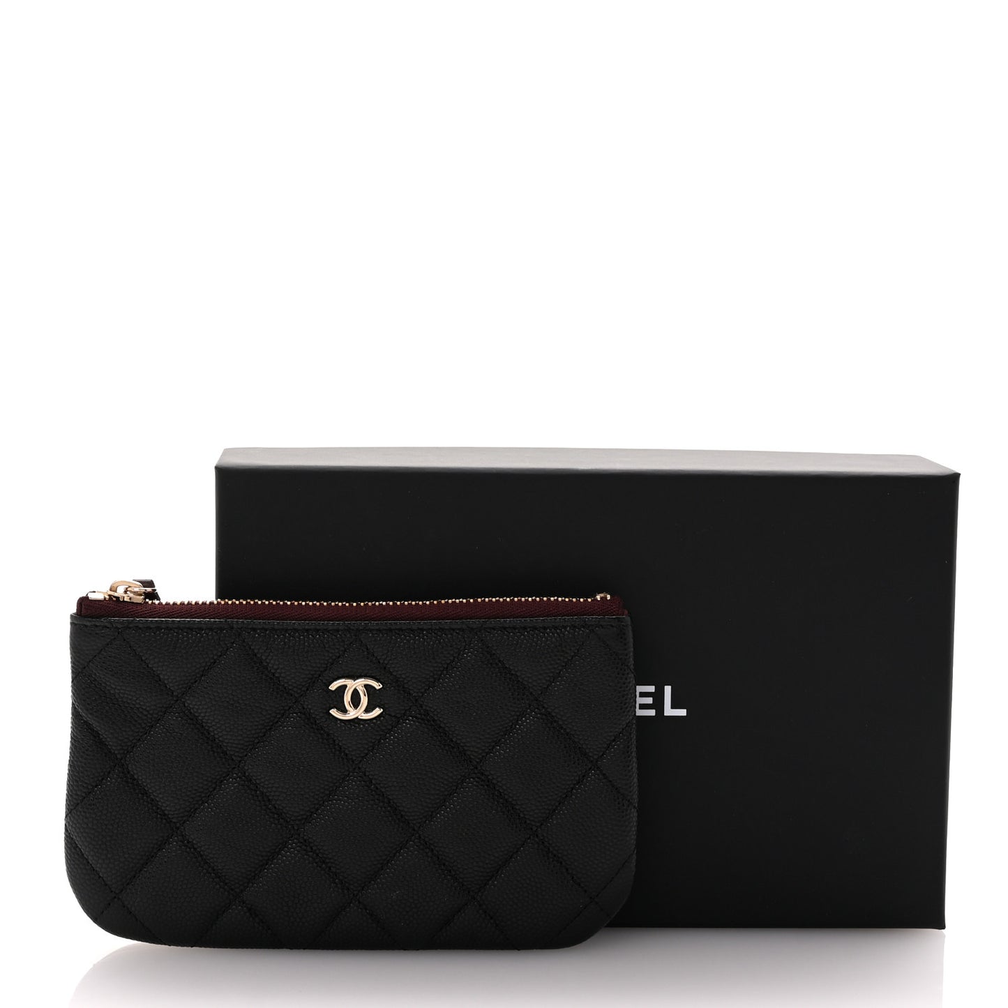 Caviar Quilted Small Cosmetic Case Black