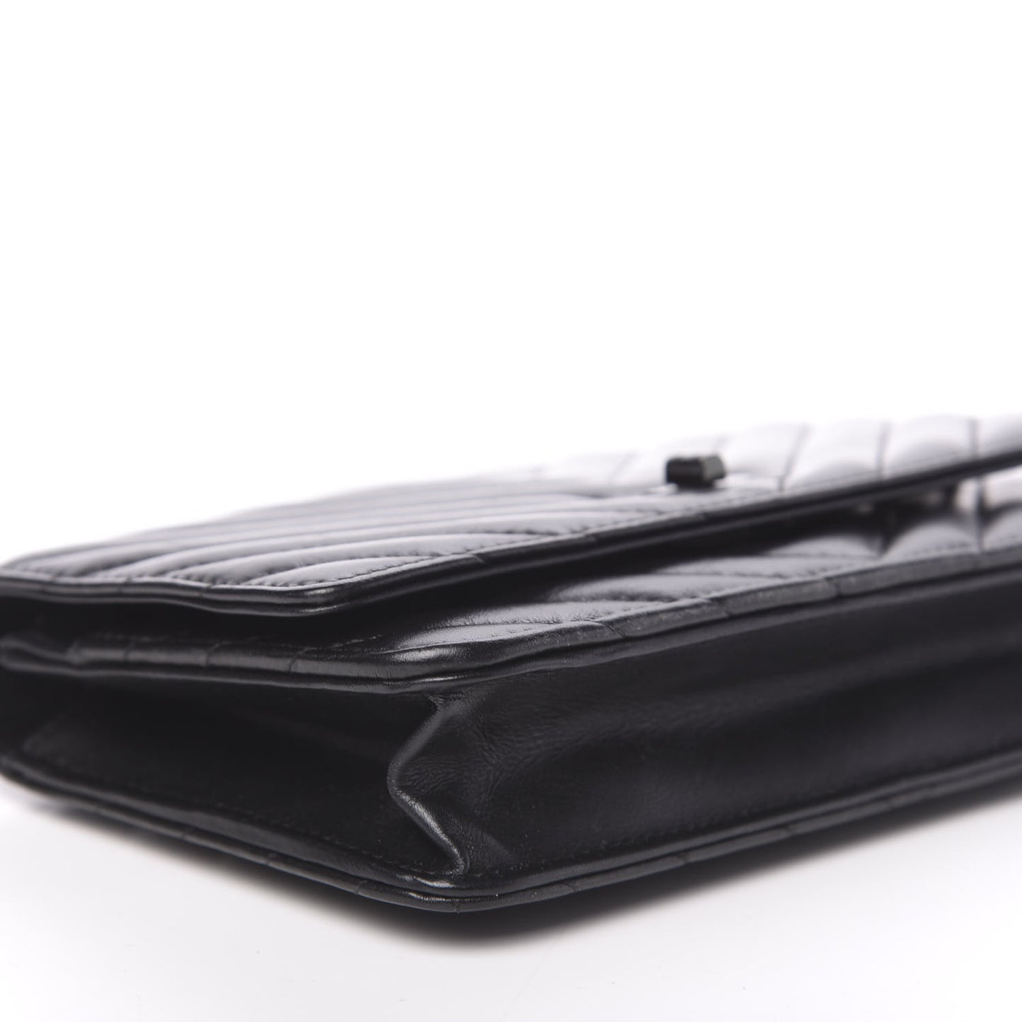 Aged Calfskin Chevron Quilted Reissue Wallet On Chain WOC So Black
