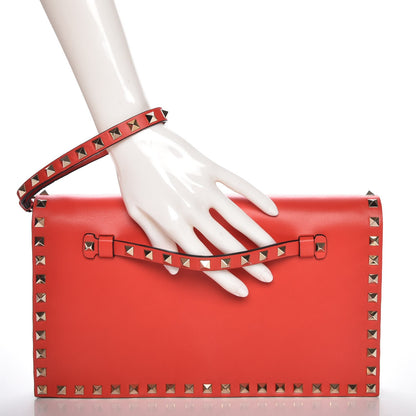 Valentino Garavani Nappa Rockstud Wristlet Clutch Deep Orange 2 of 7