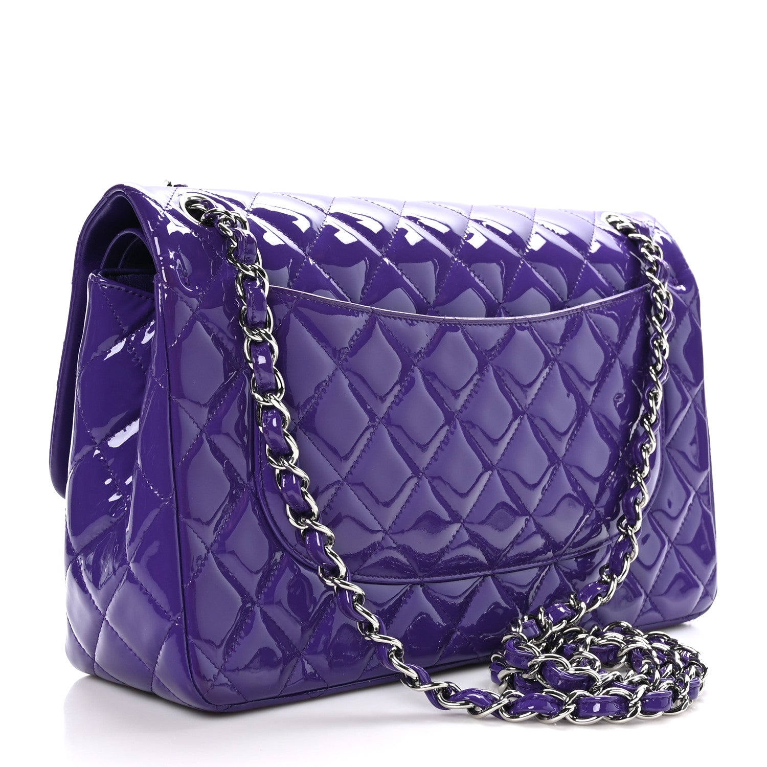 Chanel Patent Calfskin Quilted Jumbo Double Flap Purple 3 of 13