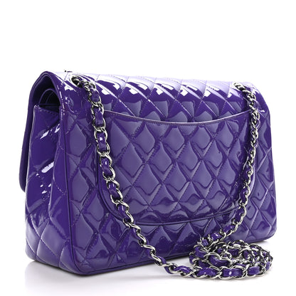 Chanel Patent Calfskin Quilted Jumbo Double Flap Purple 3 of 13