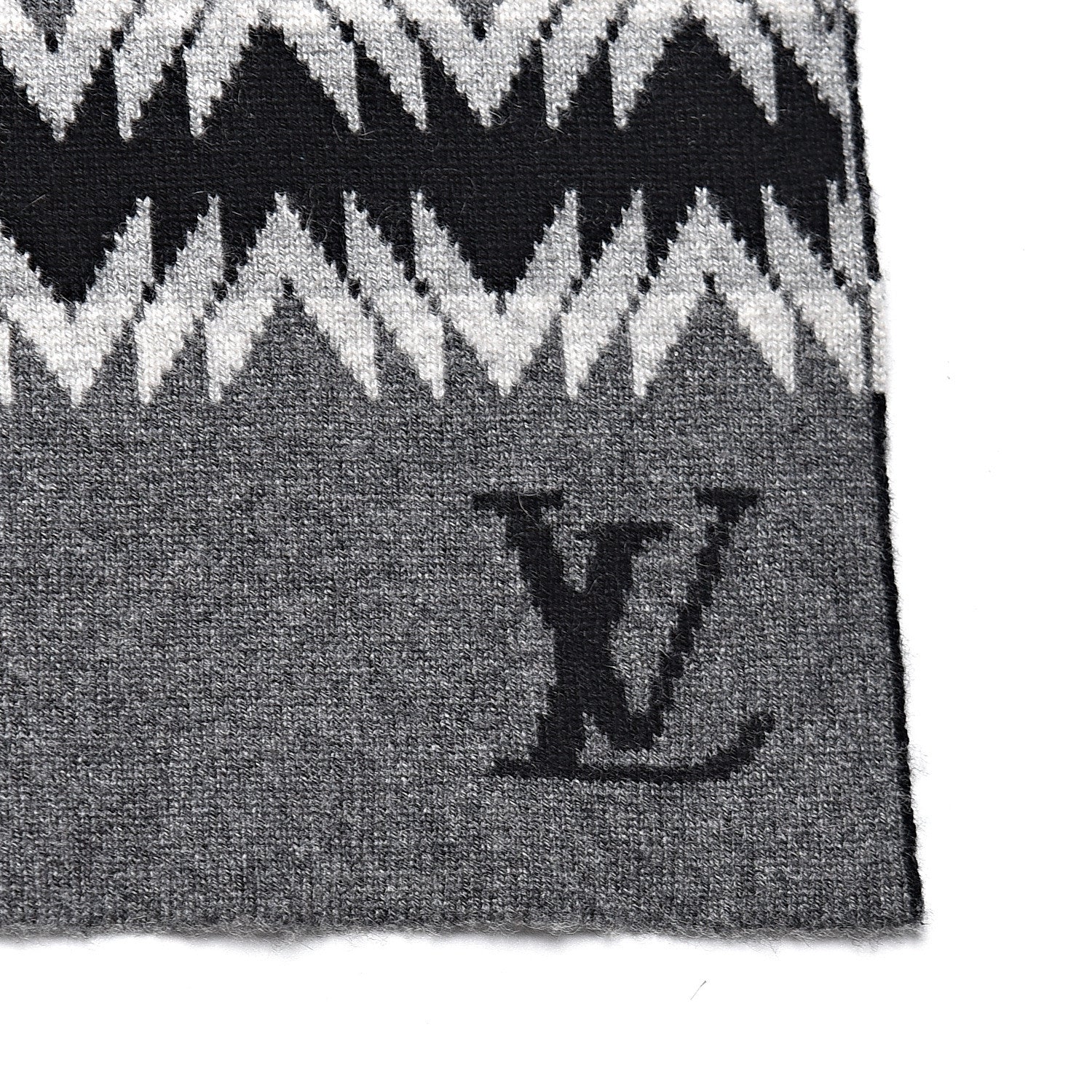 Louis Vuitton Cashmere Damier Aztec Scarf Graphite 5 of 5