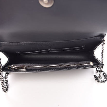 Christian Dior Metallic Patent Micro-Cannage Diorama Wallet on Chain Pouch Black 5 of 9