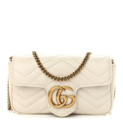 Gucci Calfskin Matelasse Super Mini GG Marmont Shoulder Bag White 1 of 10
