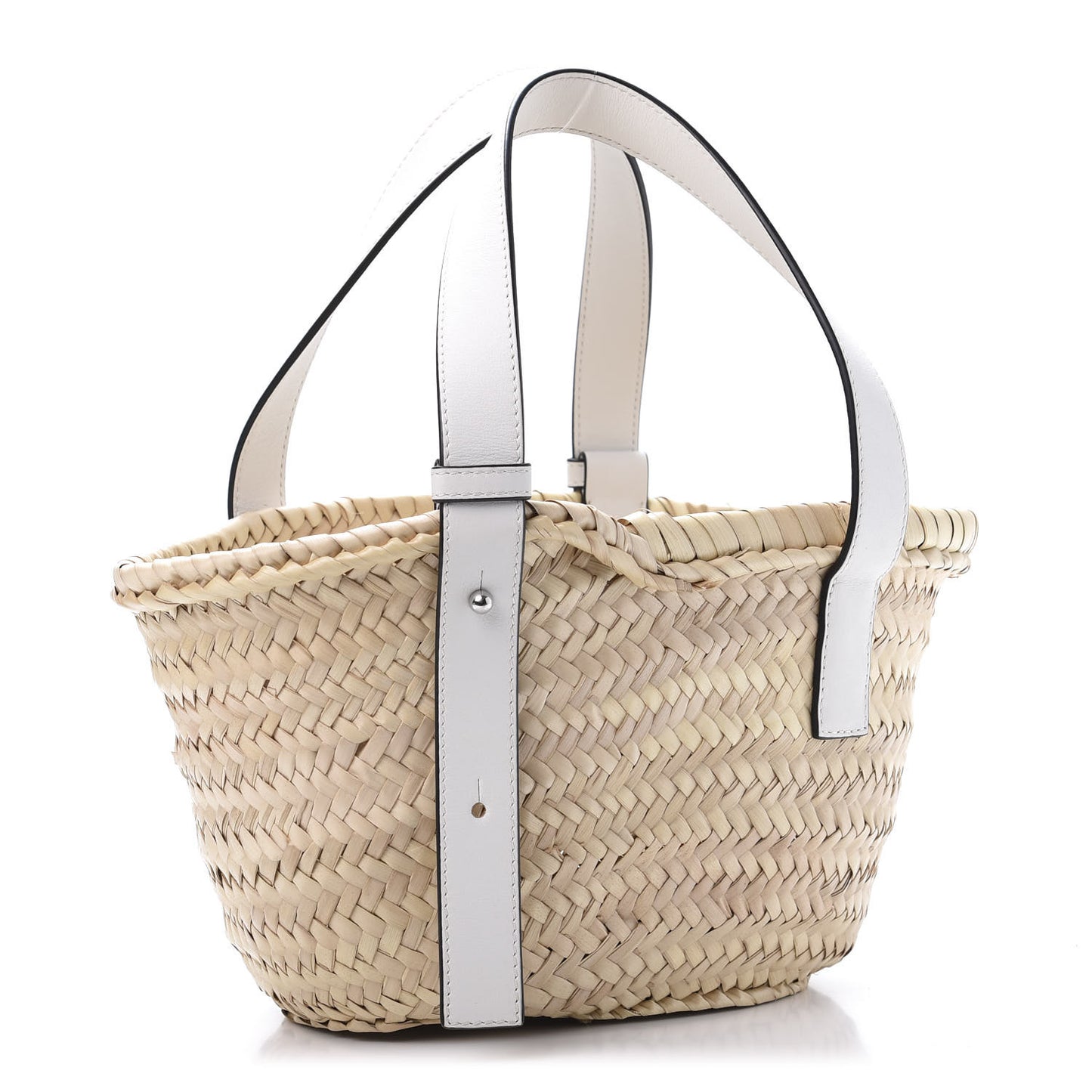 Raffia Small Basket Tote Bag Natural White