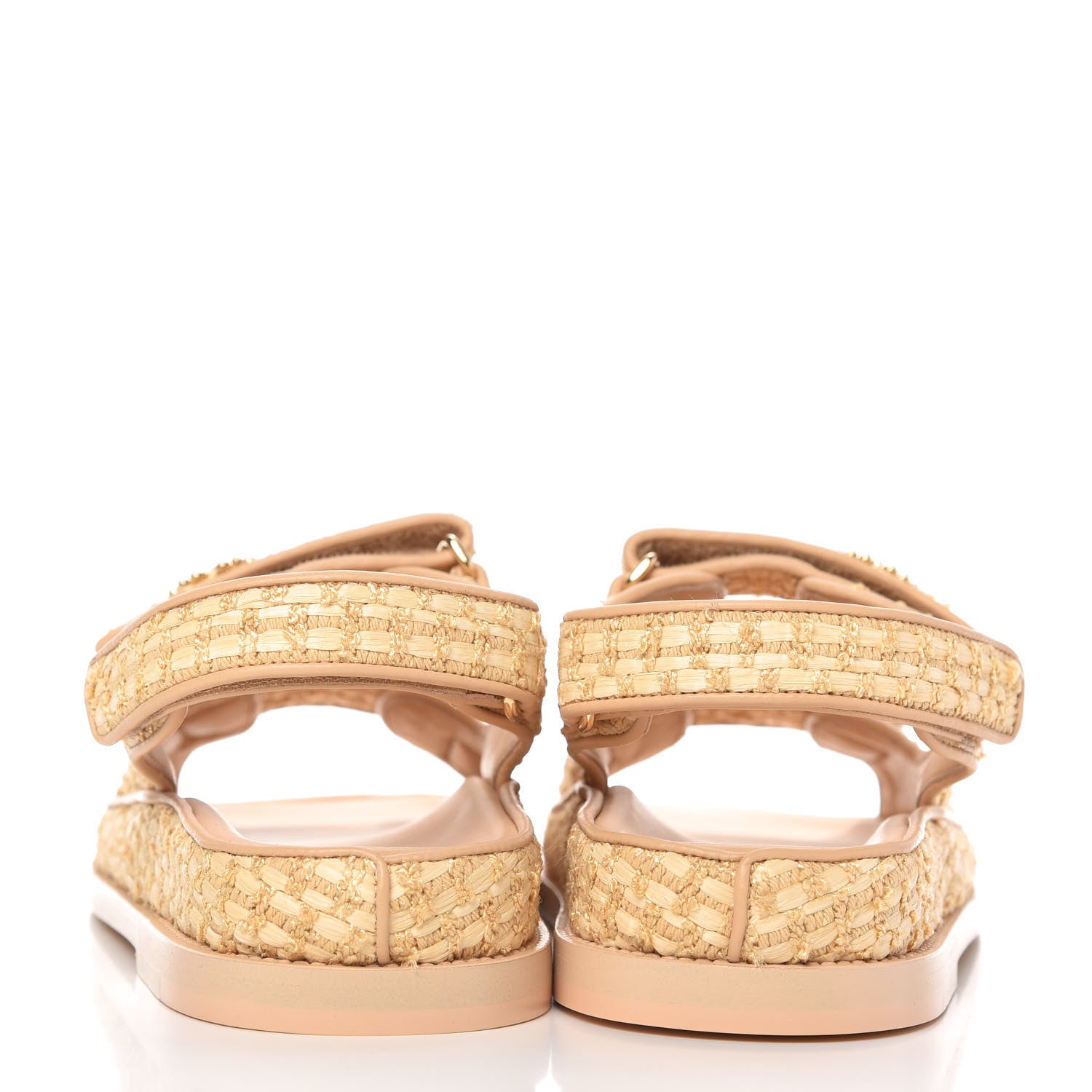 Chanel Braided Fabric Velcro Dad Sandals 38 Beige 6 of 10