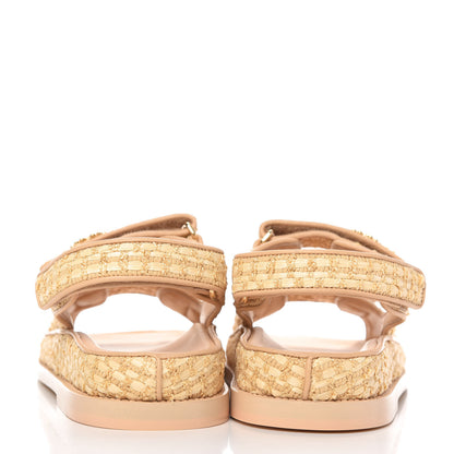 Chanel Braided Fabric Velcro Dad Sandals 38 Beige 6 of 10