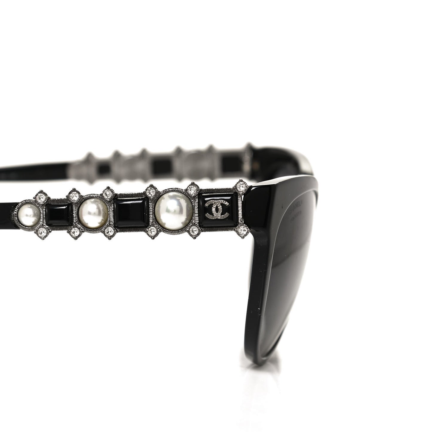 Crystal Pearl Cat Eye Sunglasses 5336-H-B Black