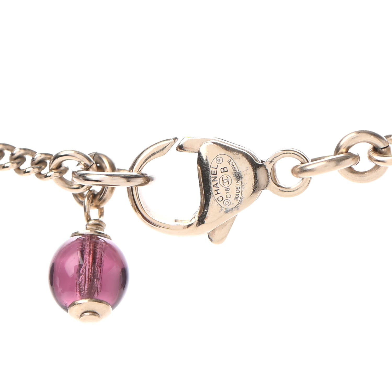 Chanel Crystal CC Necklace Pink Gold 4 of 4