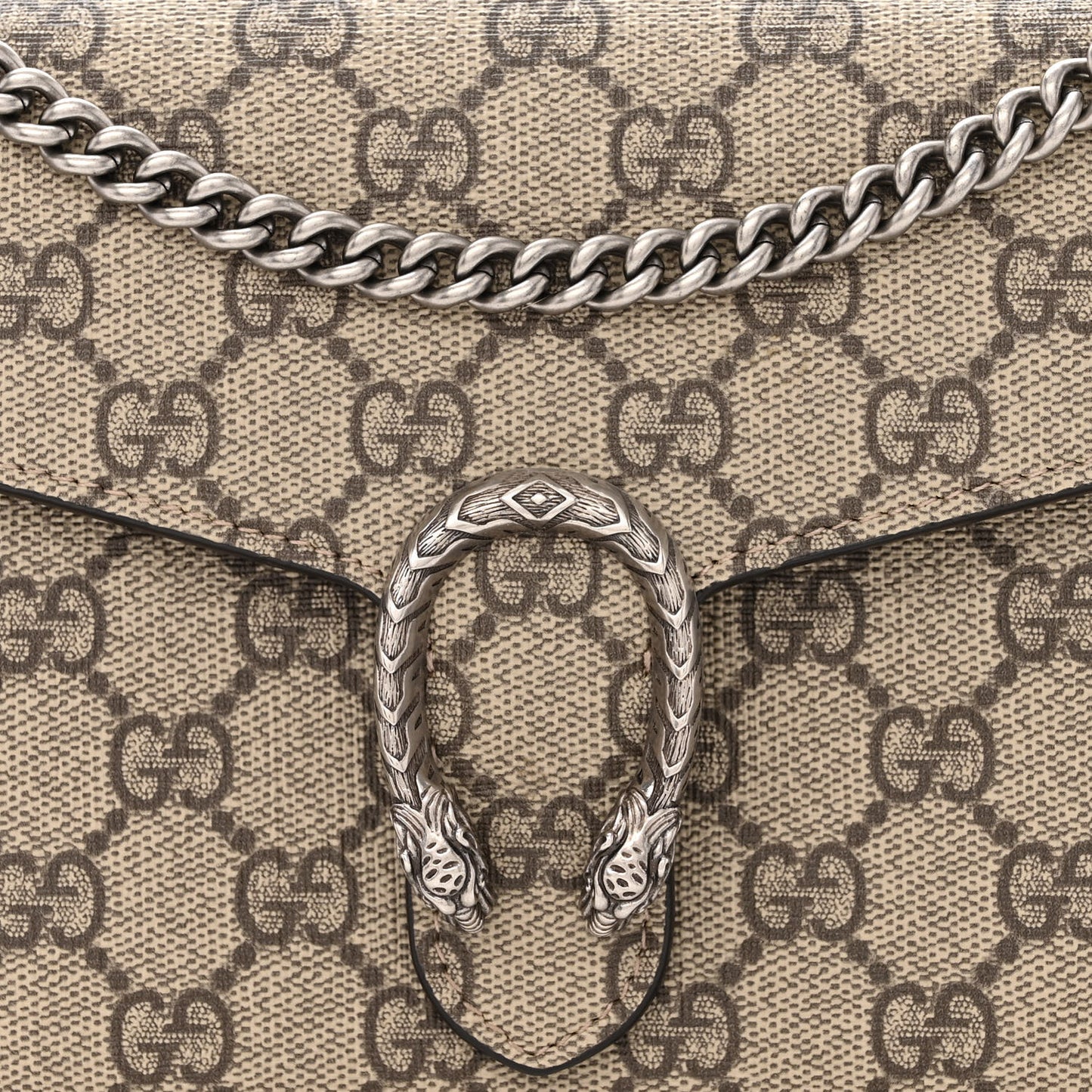 GG Supreme Monogram Mini Dionysus Chain Wallet Beige Taupe