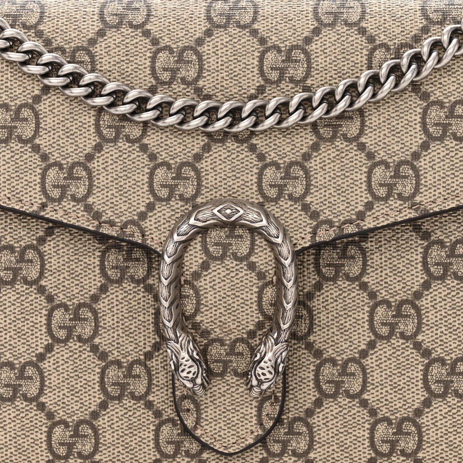 Gucci GG Supreme Monogram Mini Dionysus Chain Wallet Beige Taupe 8 of 10