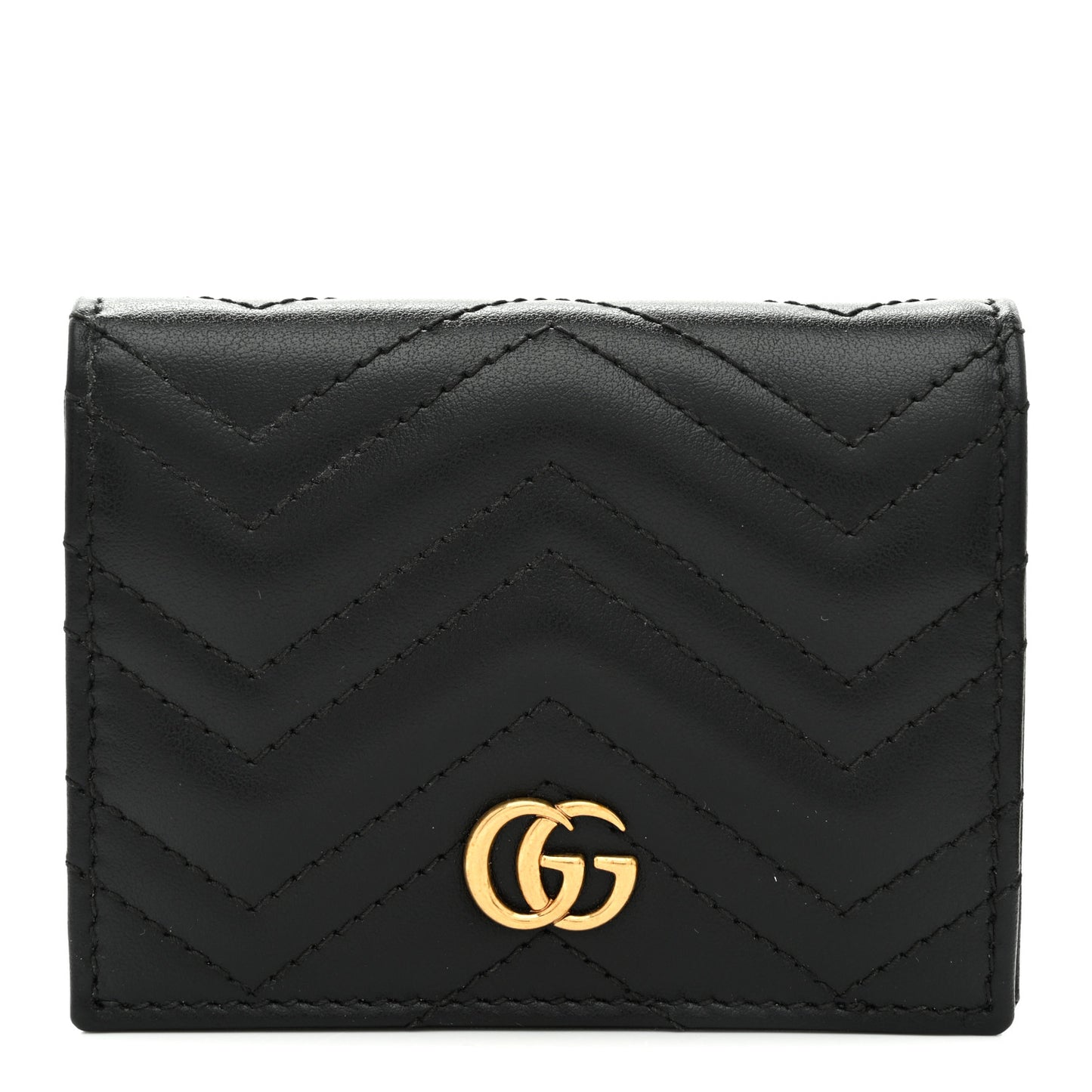 Calfskin Matelasse GG Marmont Card Case Wallet Black