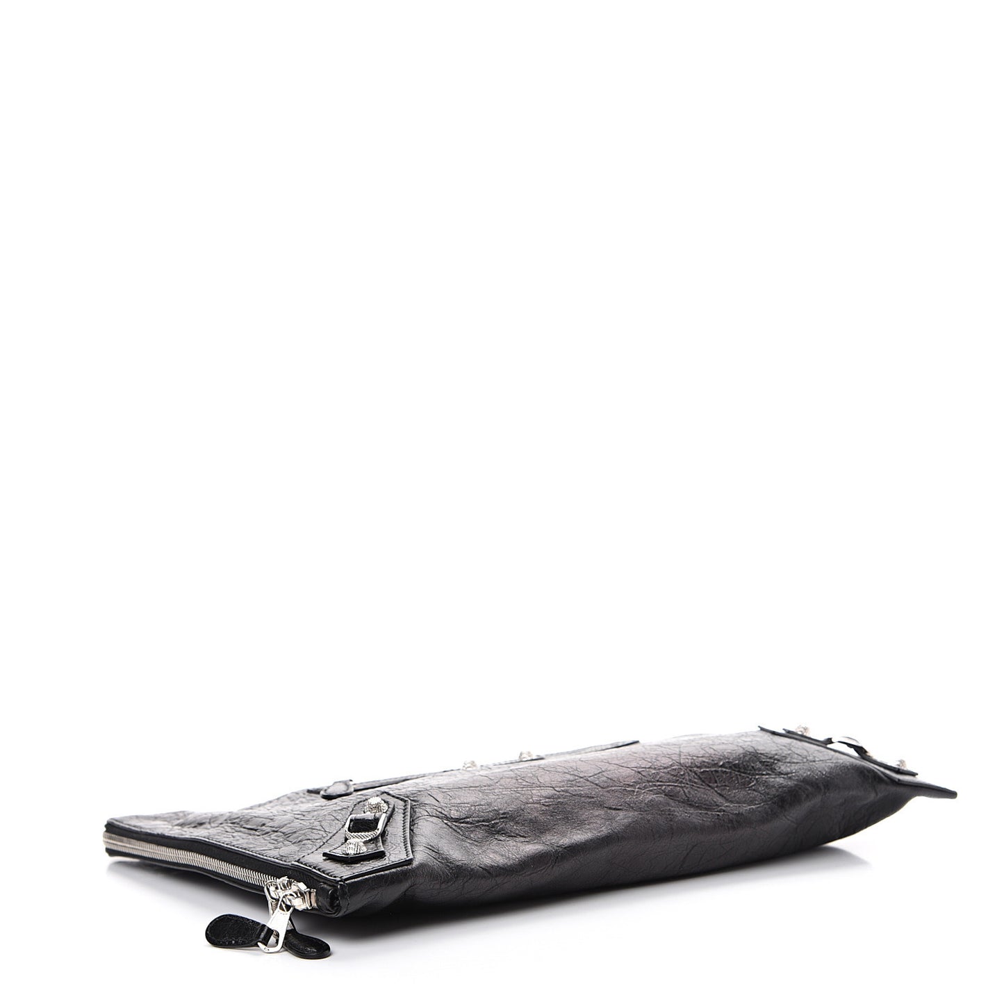 Agneau Giant 12 Silver Hardware Pouch Clutch Black