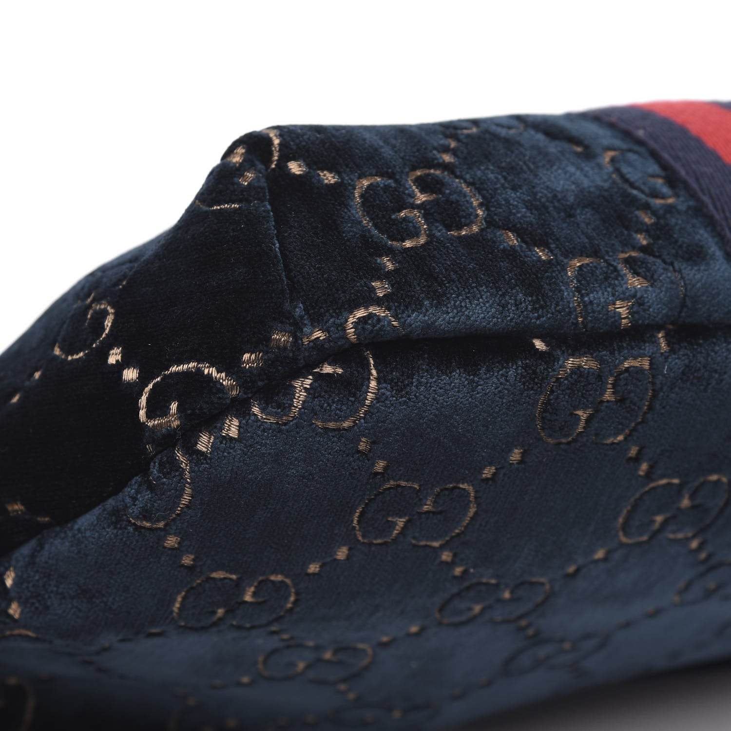 Gucci Velvet GG Monogram Web Belt Bag Blue Beige 10 of 10