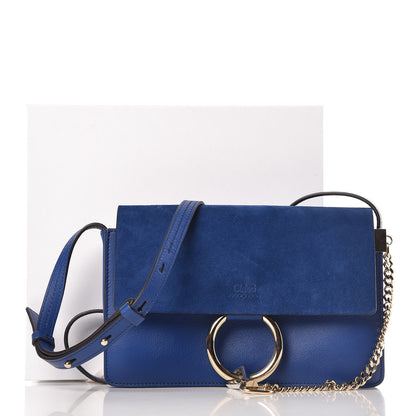 Chloe Suede Calfskin Small Faye Shoulder Bag Majesty Blue 11 of 11
