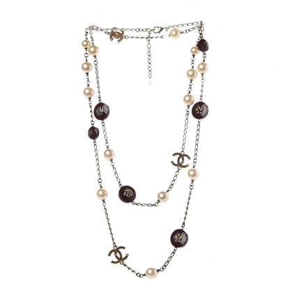 Chanel Pearl Crystal Bead CC Long Necklace Multicolor 3 of 4