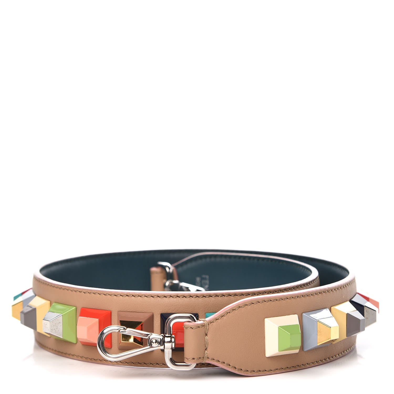 Fendi Vitello Dolce Plexiglass Bi-Color Studded Strap You Cuoio Oceano Multicolor 1 of 5