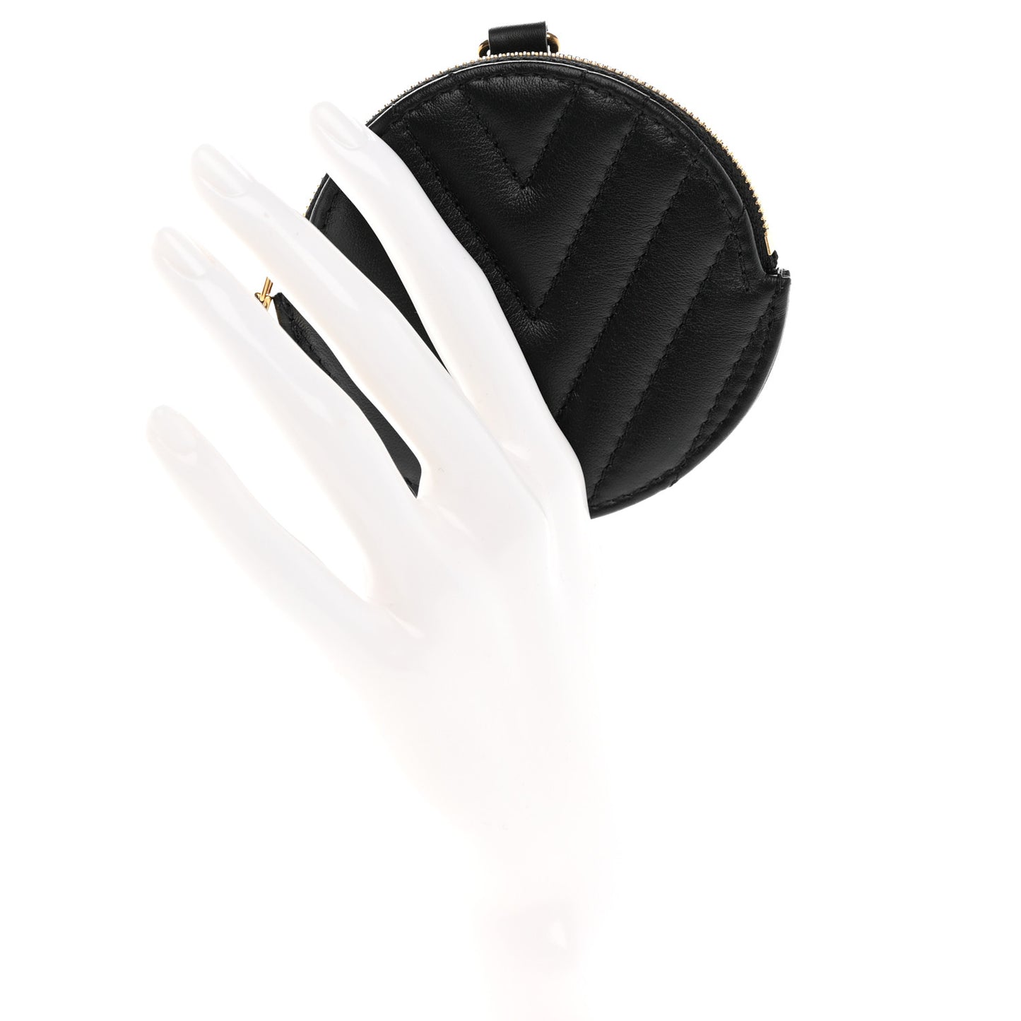 Calfskin New Wave Multi Pochette Round Coin Purse Black