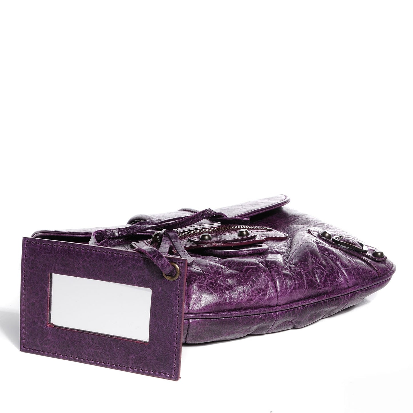 Agneau Classic Hardware Pouch Flap Clutch Raisin