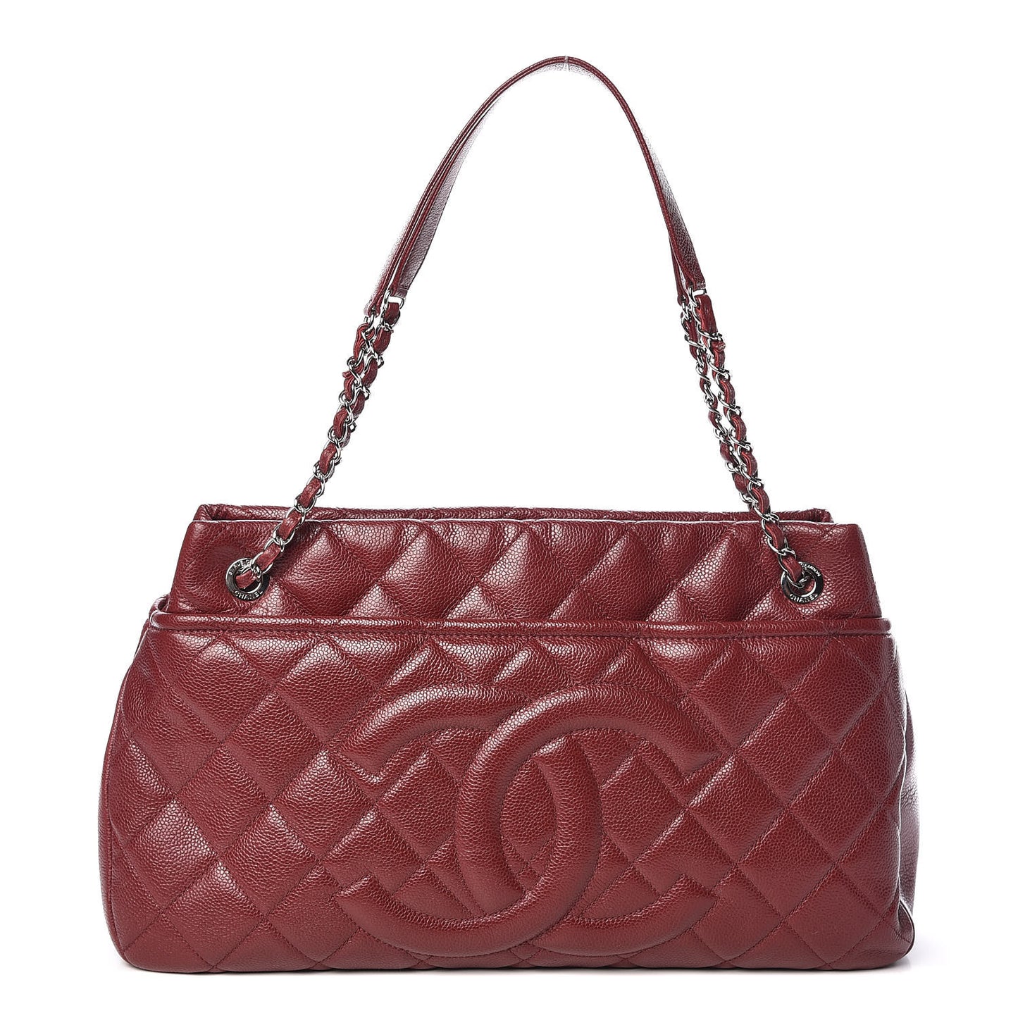 Caviar Quilted Timeless CC Soft Tote Dark Red