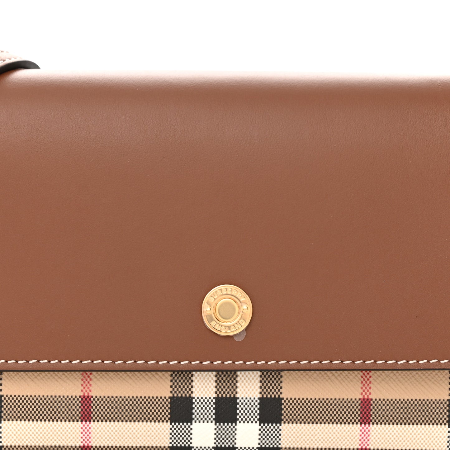 Calfskin Vintage Check Wallet With Detachable Strap Archive Beige Tan