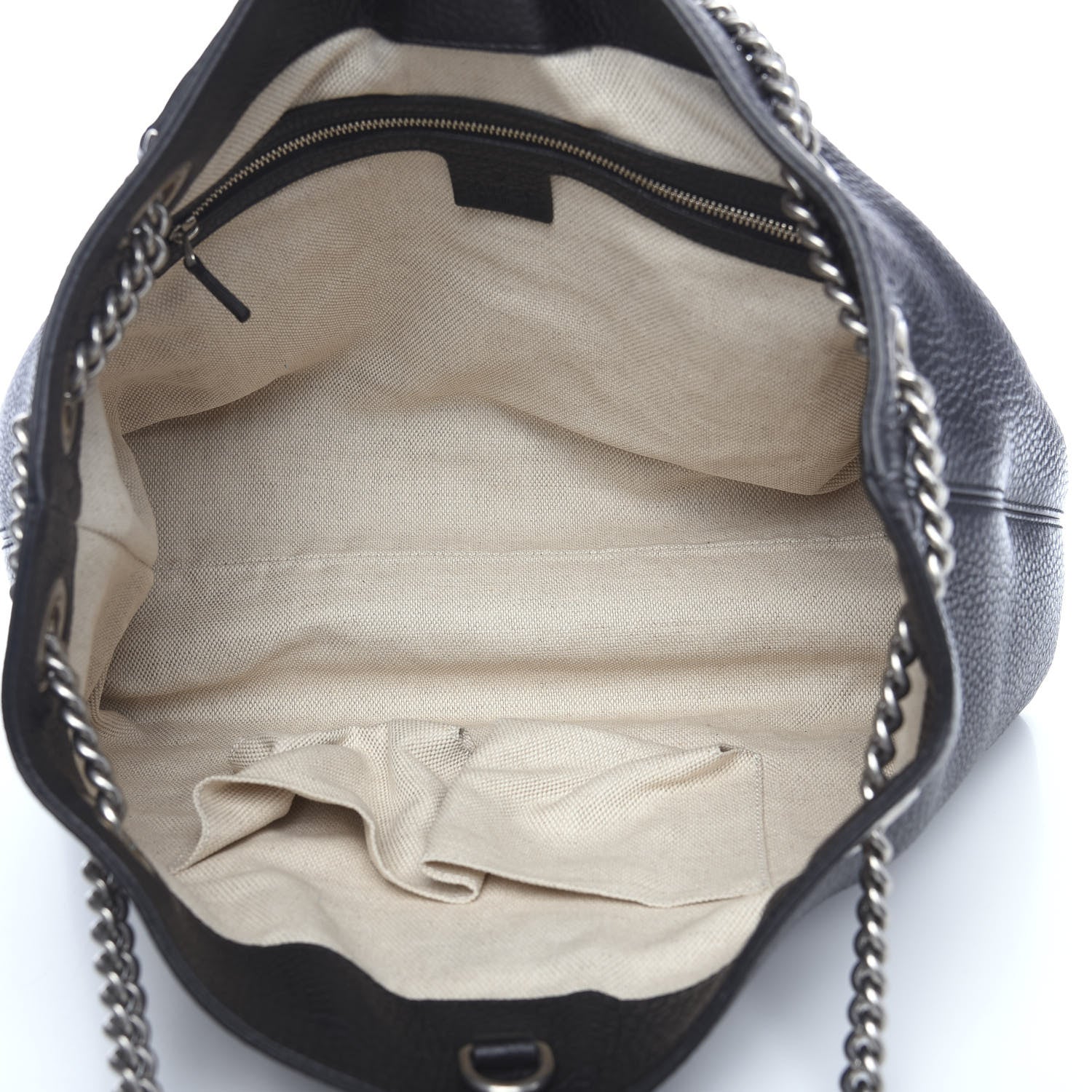 Gucci Pebbled Calfskin Studded Medium Soho Chain Shoulder Bag Black 4 of 8