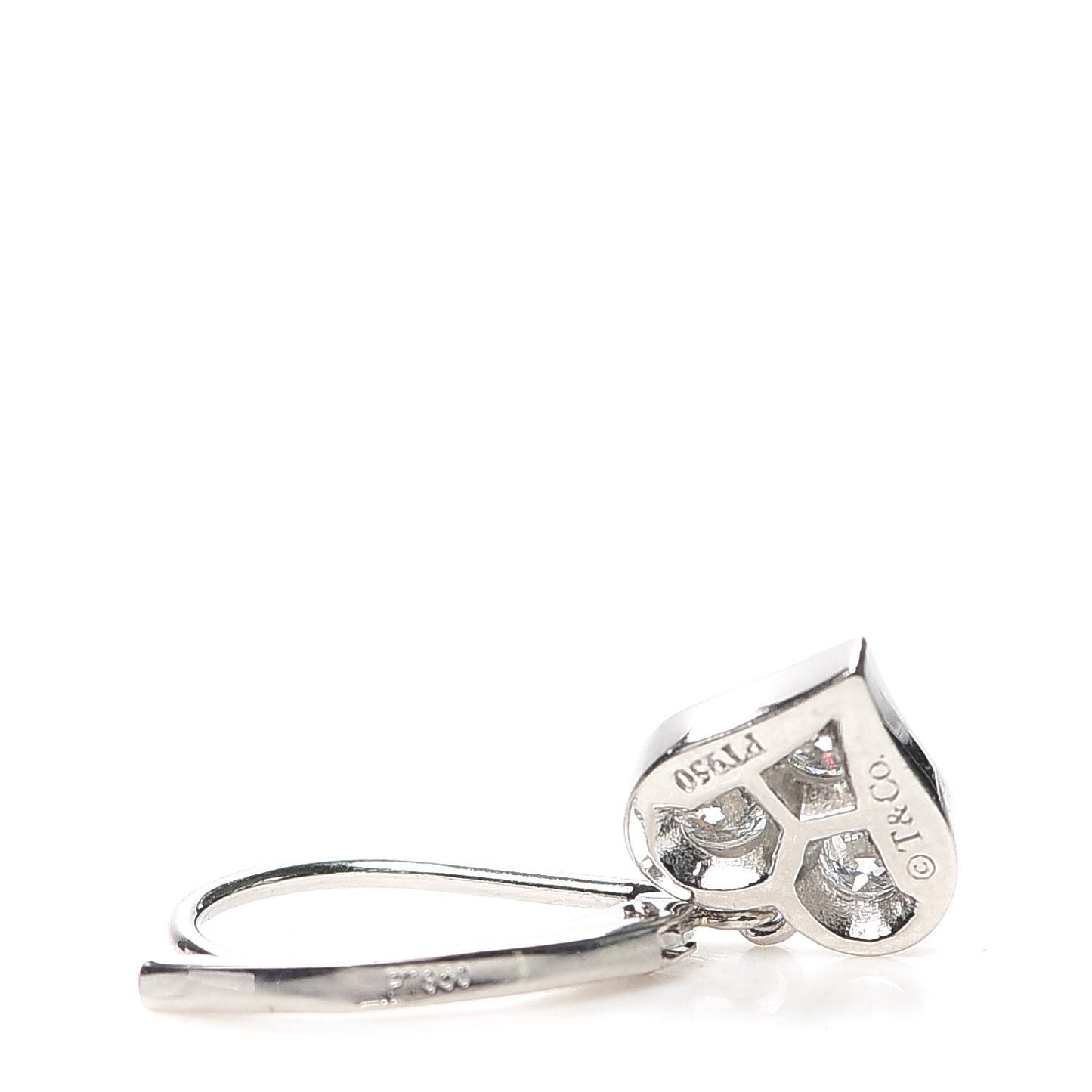 Platinum Diamond Heart Drop Earrings