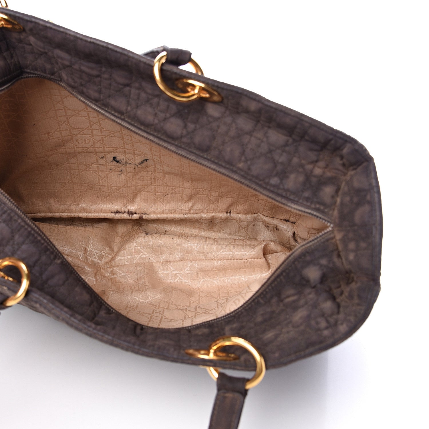 Christian Dior Nylon Cannage Large Lady Dior Tote Brown 4 of 24