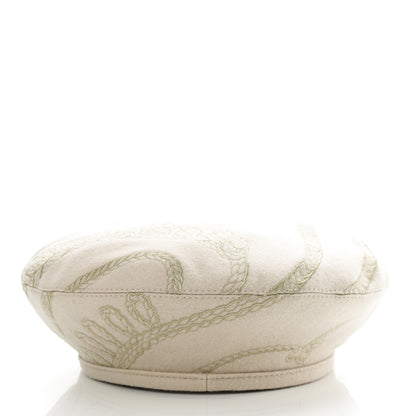 Hermes Wool Embroidered Saint-Honore en Finesse Beret 57 White Casse 6 of 7