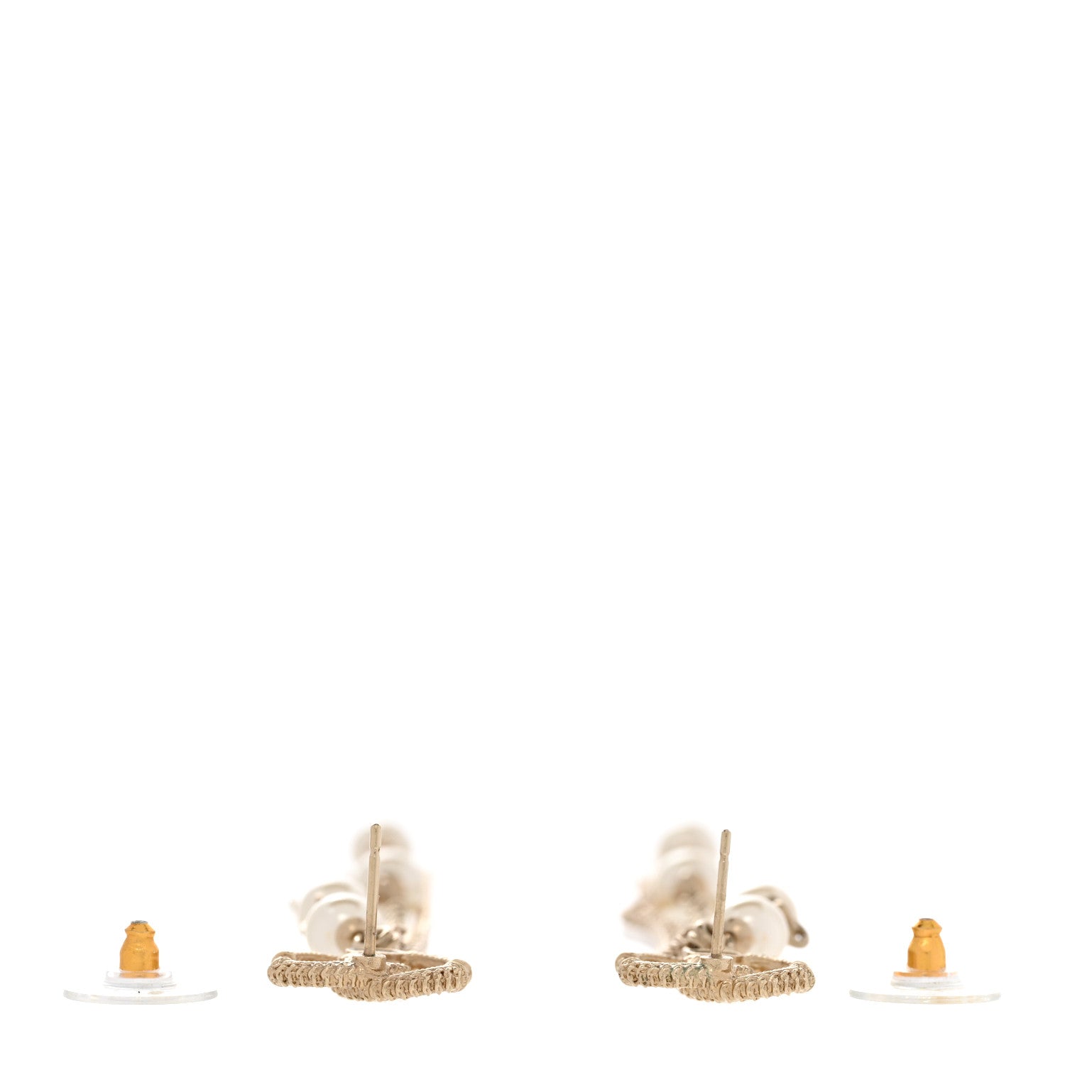 Chanel Glass Pearl CC Long Drop Earrings Gold 3 of 4