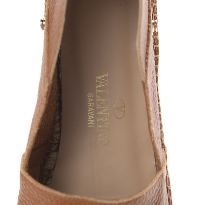 Valentino Garavani Grained Calfskin Feather Strap Espadrilles 39 Tan 7 of 8