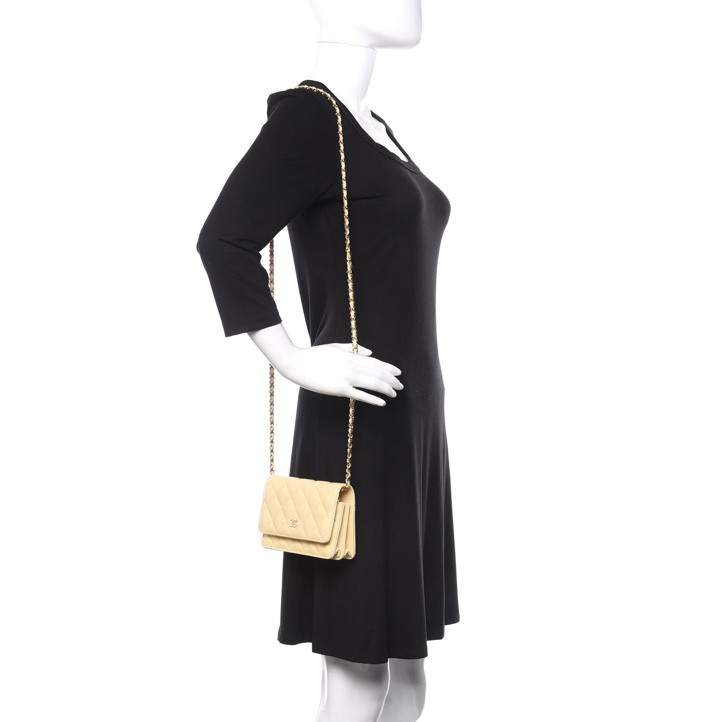 Lambskin Quilted Mini Wallet On Chain WOC Yellow