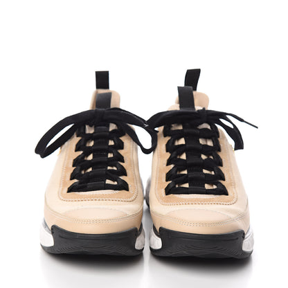 Chanel Fabric Calfskin Suede CC Sneakers 36.5 Beige 2 of 8