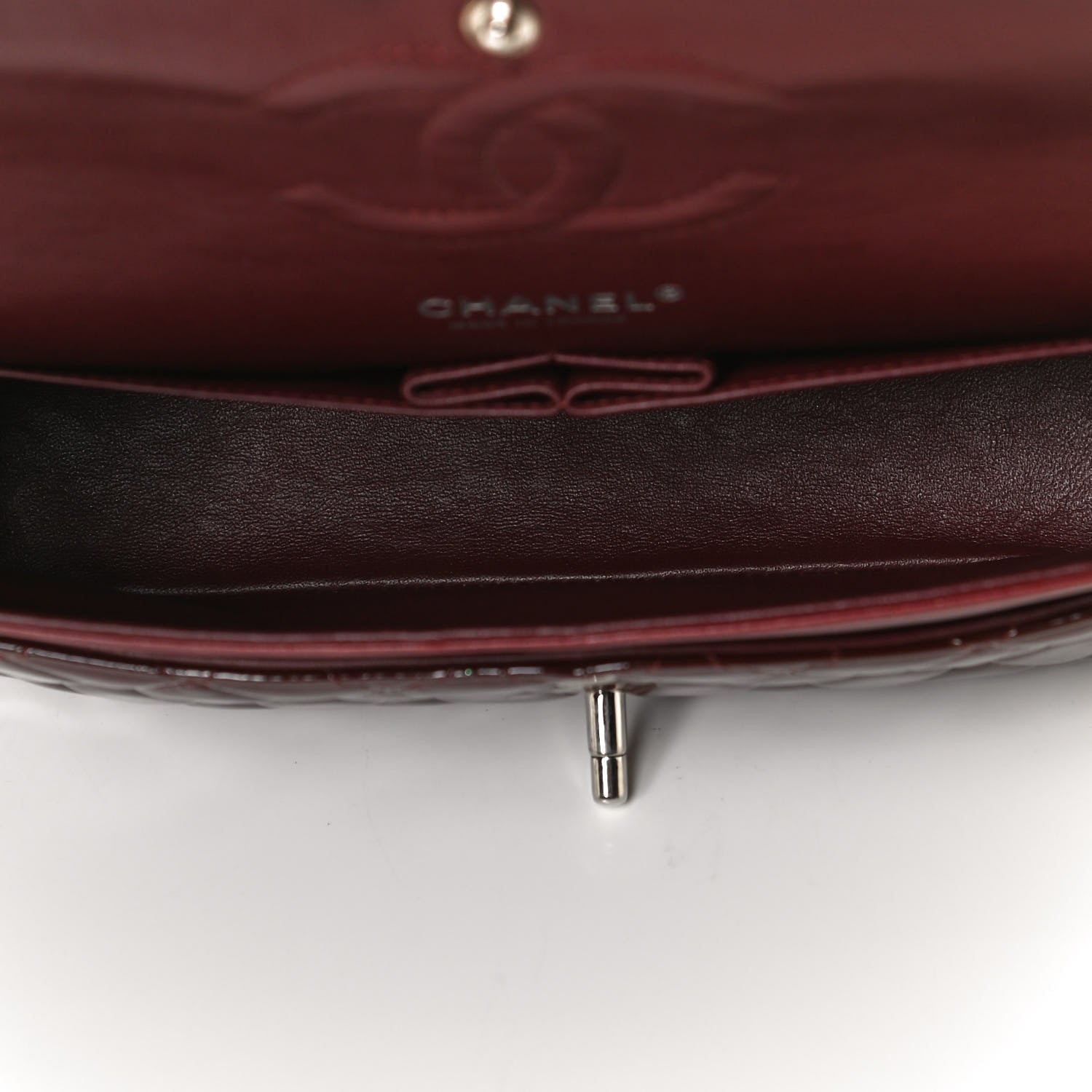 Chanel Patent Calfskin Quilted Medium Double Flap Dark Red 4 of 13