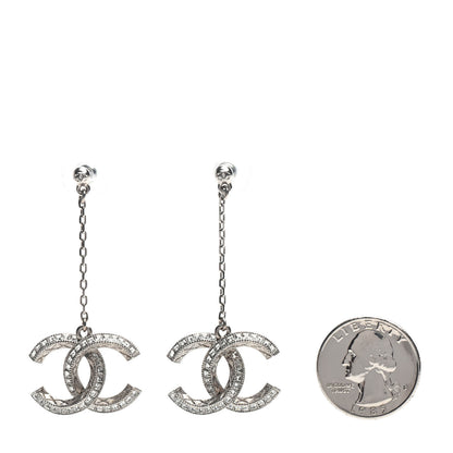 Chanel Crystal CC Drop Earrings Silver 2 of 4