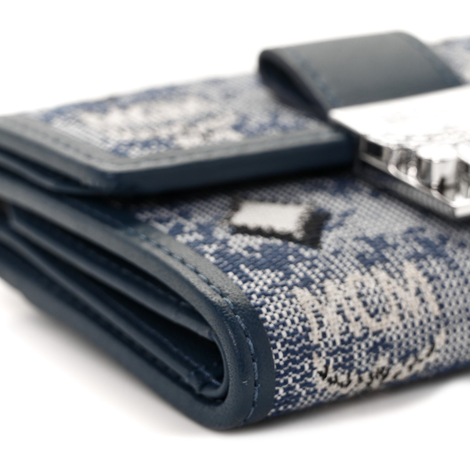 MCM Vintage Jacquard Monogram Mini Tri-Fold Wallet Blue 7 of 8