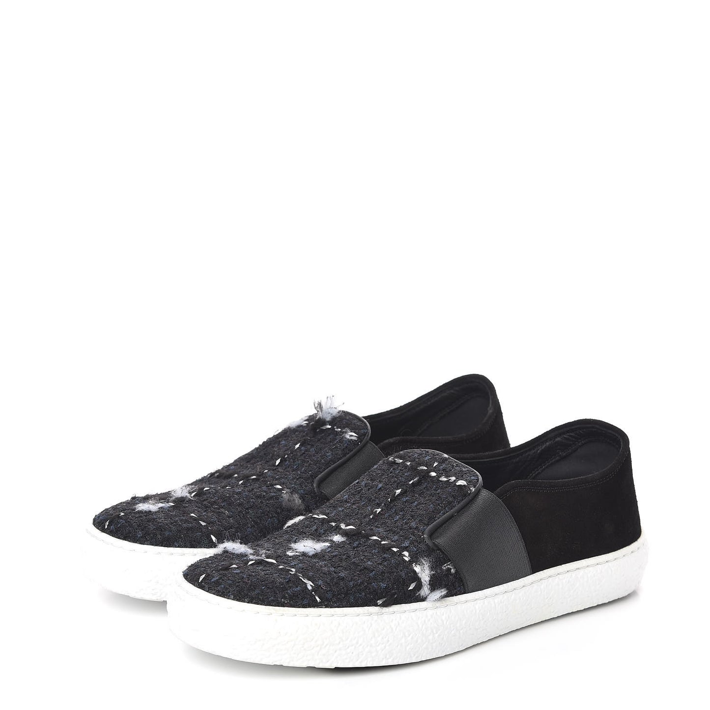Suede Calfskin Tweed Sneakers 38.5 Black