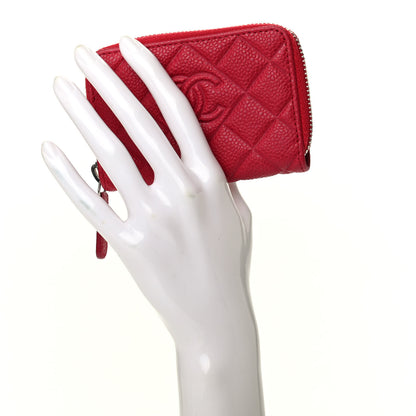 Chanel Caviar Quilted Diamond CC Zip Coin Purse Dark Pink 2 of 8