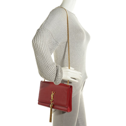 Saint Laurent Smooth Calfskin Medium Classic Monogram Kate Tassel Satchel Lipstick Red 2 of 8