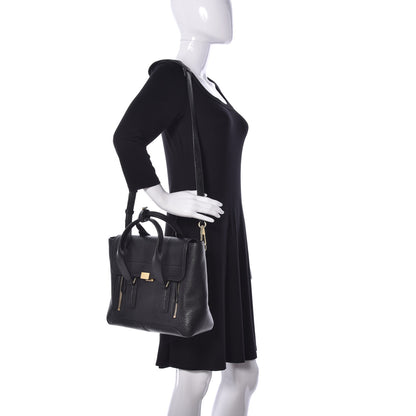 3.1 Phillip Lim Textured Calfskin Medium Pashli Satchel Black 2 of 13