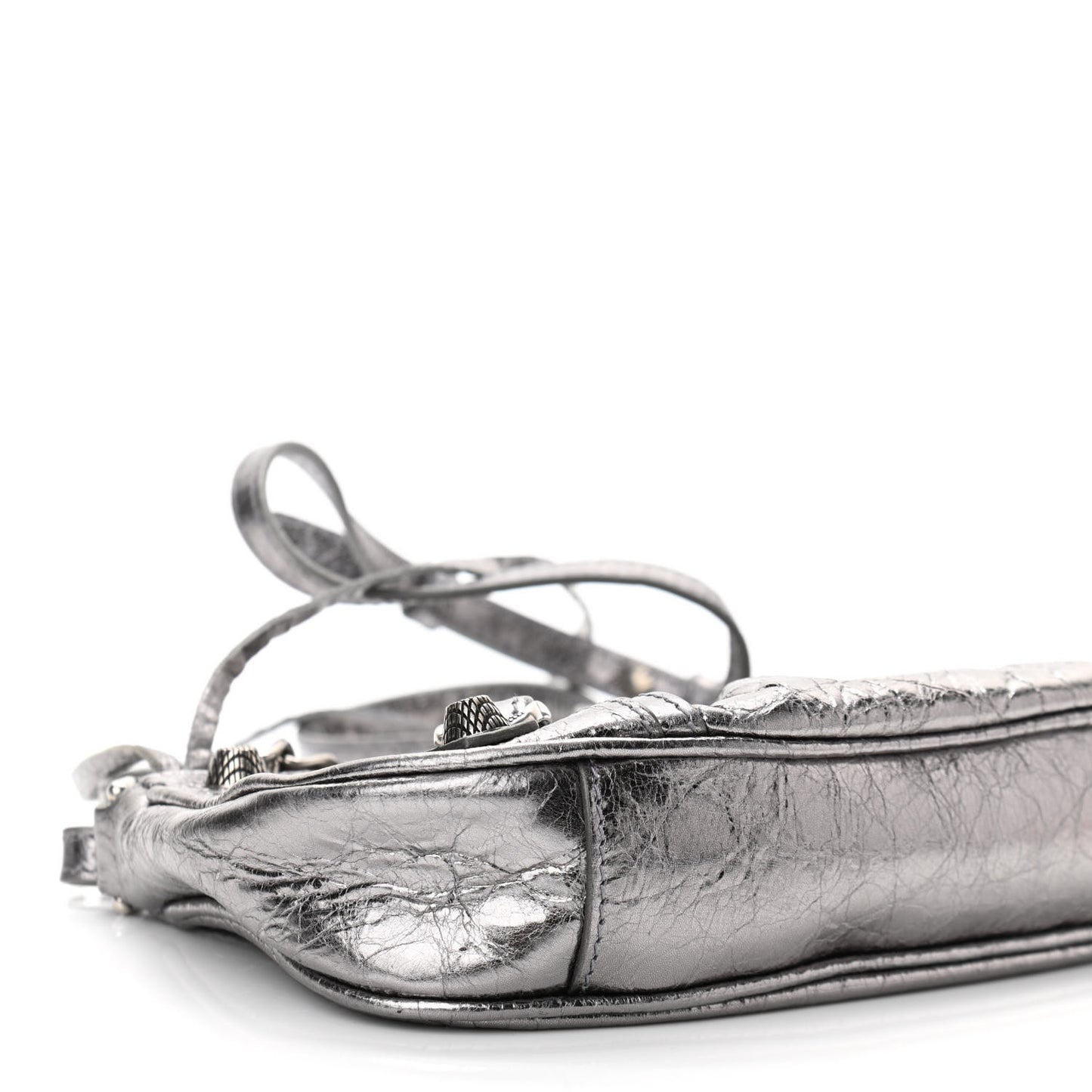 Metallic Agneau Arena Le Cagole Purse With Chain Mini Silver