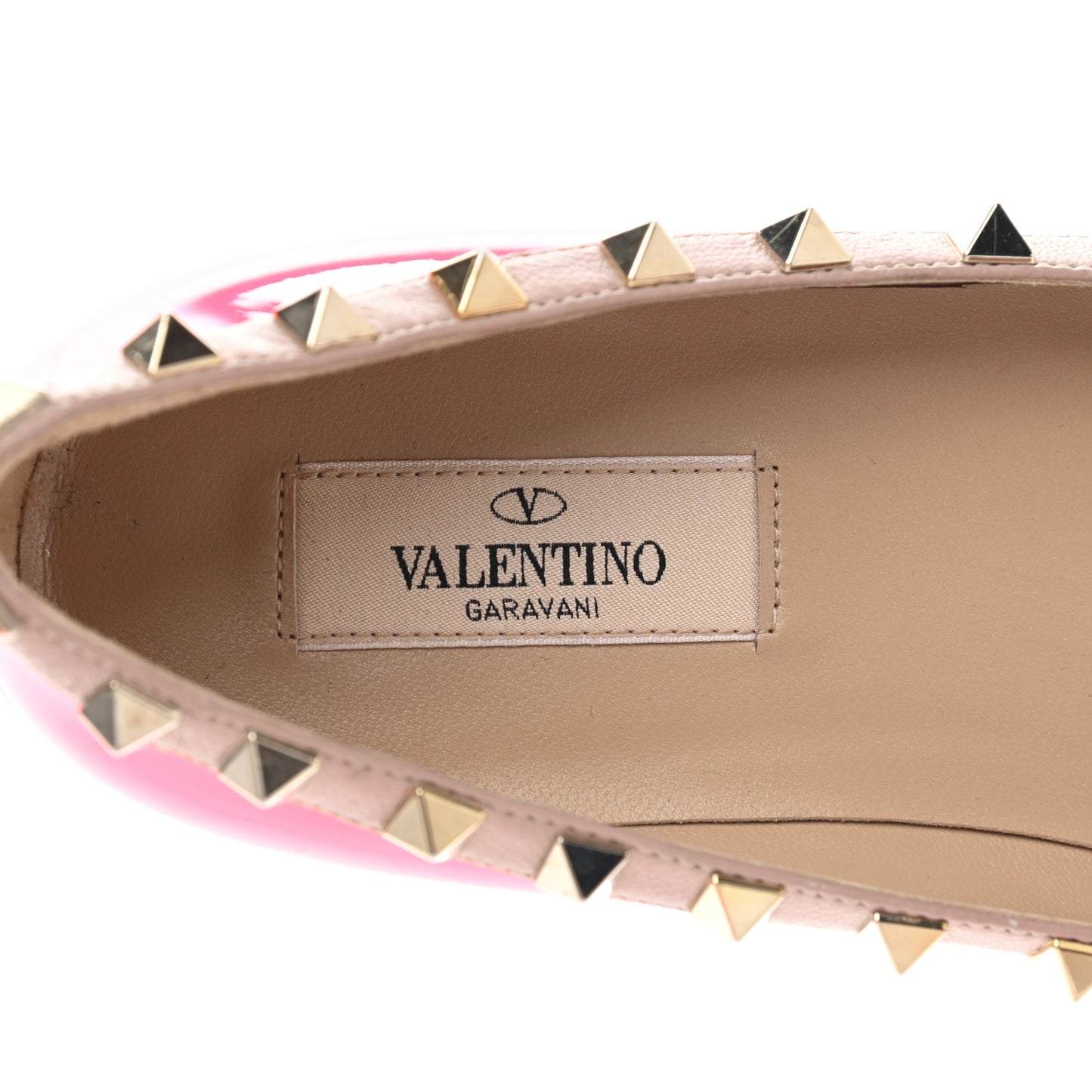 Patent Nappa Rockstud Ballerina Flats 37 Fuxia Fluo Poudre