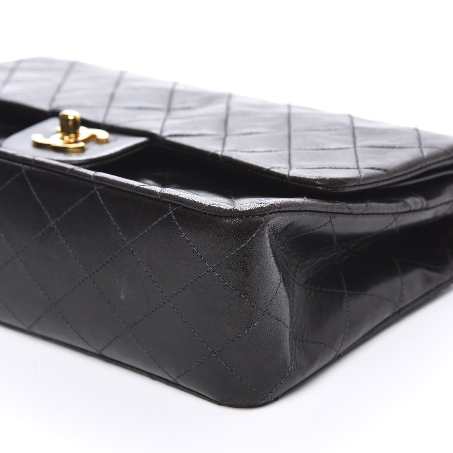 Lambskin Quilted Medium Double Flap Black