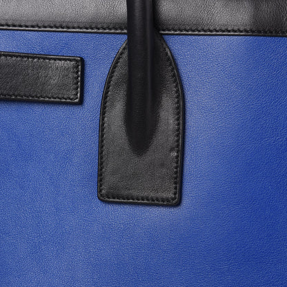 Saint Laurent Calfskin Bi-Color Small Sac De Jour Royal Blue Black 10 of 13