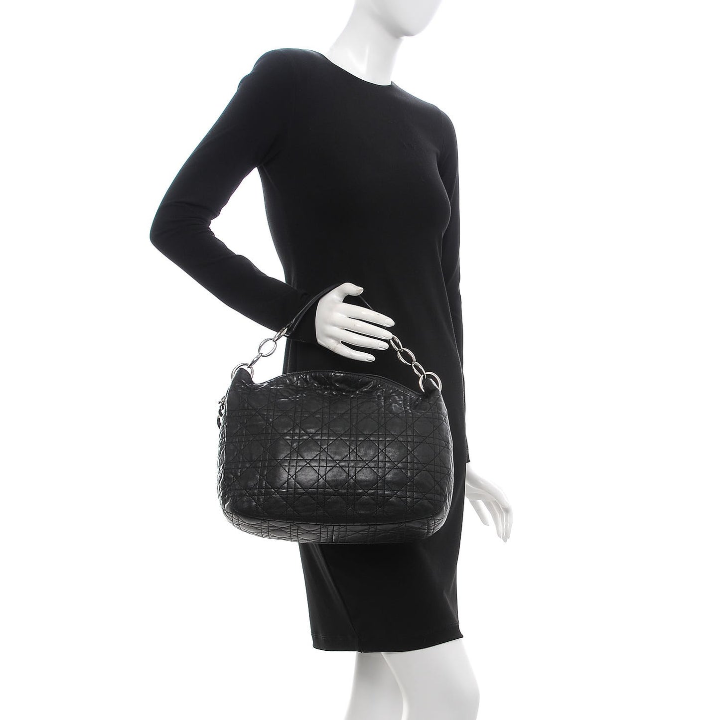 Lambskin Cannage Small Dior Soft Hobo Black
