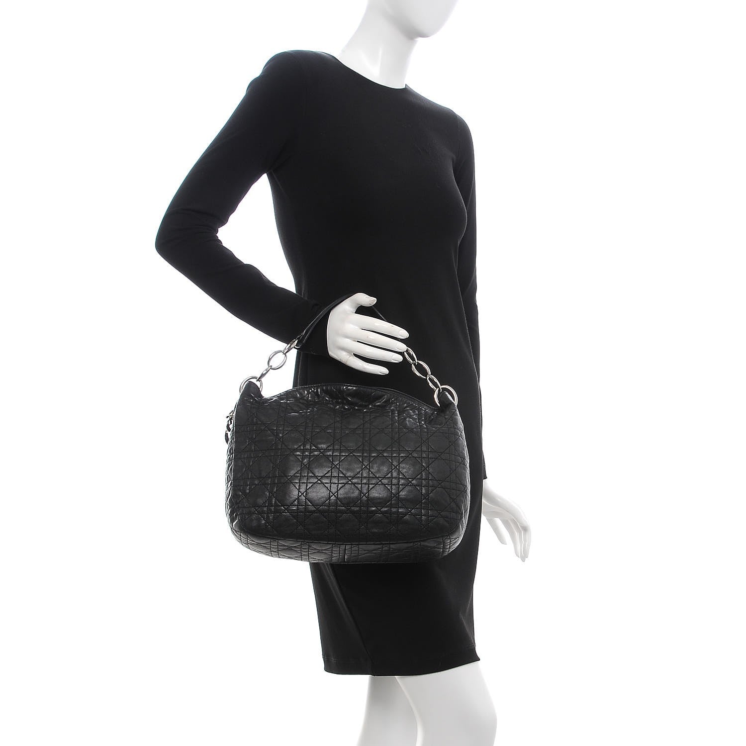 Christian Dior Lambskin Cannage Small Dior Soft Hobo Black 2 of 16
