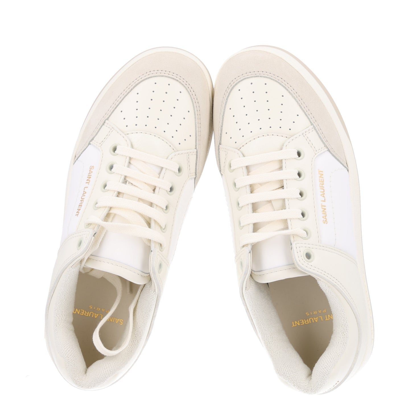 Calfskin Perforated Suede SL61 Sneakers 37.5 Blanc Optique