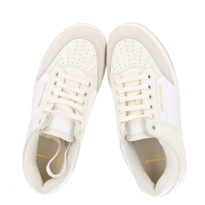 Saint Laurent Calfskin Perforated Suede SL61 Sneakers 37.5 Blanc Optique 2 of 8